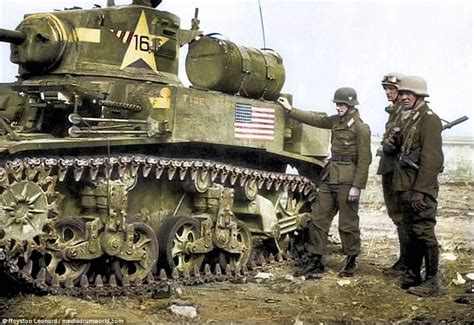 German Soldiers Examining Captured M5 Stuart Tank