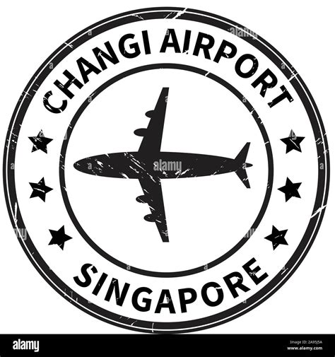 changi airport singapore stamp on white background. changi airport ...