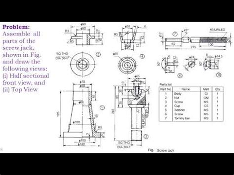 ASSEMBLY DRAWING OF SCREW JACK - YouTube