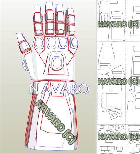 Endgame Nano Gauntlet (Foam Template) - Iron Man Nano Gauntlet Pepakura ...