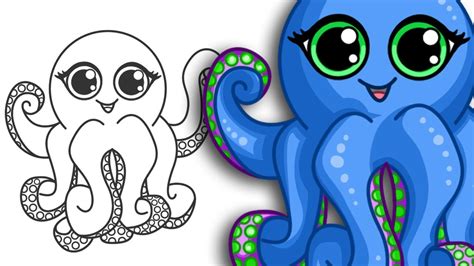 How to draw an Octopus | Super cute & Easy | Step By Step Drawing - YouTube