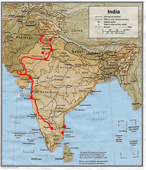 Map of India - our journey