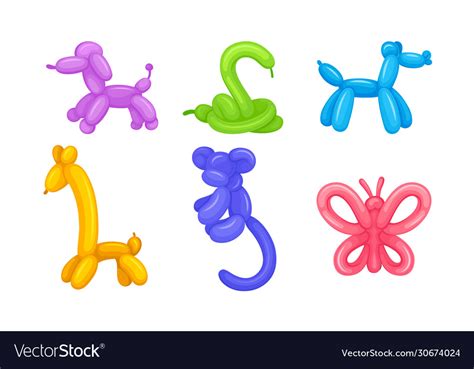 Balloon twisting art with animal figures Vector Image