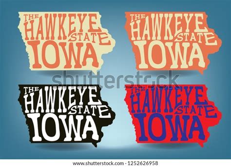 Iowa Map Nickname Hawkeye State Vector Stock Vector (Royalty Free ...