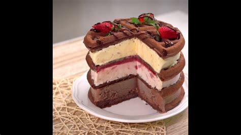 Waffle Ice Cream Cake - YouTube