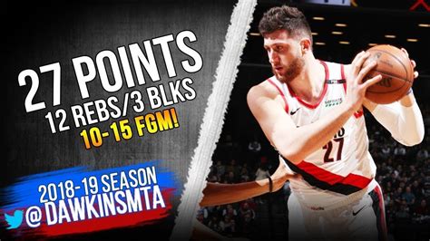 Jusuf Nurkic Full Highlights 2019 02 21 Blazers vs Nets 27 Pts 12 Rebs ...