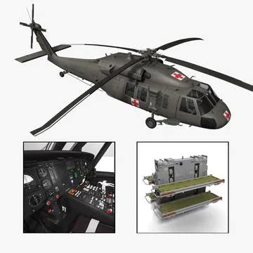 3D Model: UH-60L Blackhawk MEDEVAC with nice interior #91529391