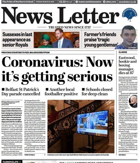 NI newspaper headlines: Coronavirus cancellations dominate - BBC News