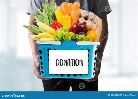 Young Man Holding Donation Food Donate Charity Stock Image - Image of ...