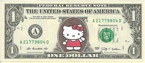 Hello Kitty {Color} Dollar Bill - REAL Money! in 2023 | Hello kitty ...