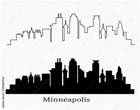 Minneapolis skyline outline silhouette Stock Vector | Adobe Stock