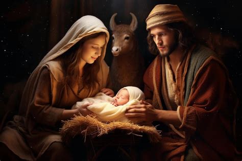 Premium AI Image | Divine Arrival The Radiant Christmas Nativity of Baby Jesus