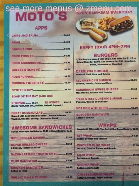 Menu at Murphy's Bar & Grill, North Myrtle Beach