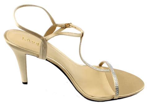 Lauren Ralph Lauren Abita Womens Champagne T-Strap Slingback Heels size 11