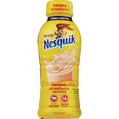 Nestle Nesquik Nestle Low Fat Banana Strawberry Milk, Pack of 12 – Delicious and Convenient ...