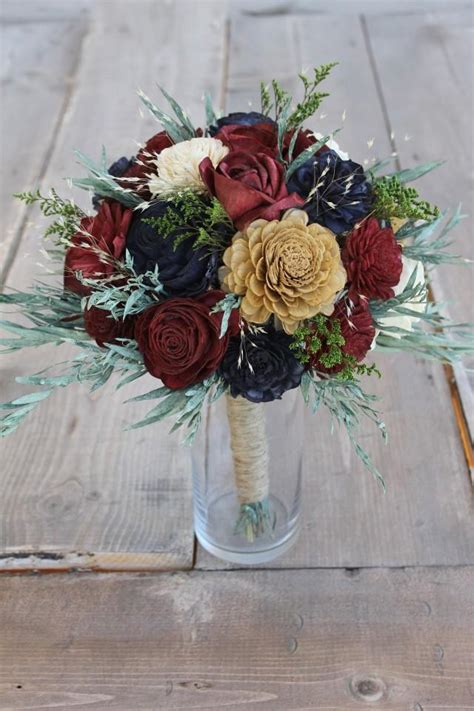 Burgundy, Navy Blue, & Gold Eucalyptus Sola Bouquet, Eucalyptus Leaf ...