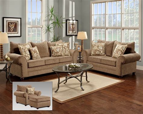 Beige Fabric Traditional Sofa & Loveseat Set w/Options