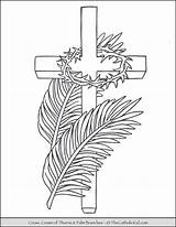 Lent Coloring Page Cross Palms Crown Of Thorns  TheCatholicKidcom sketch template