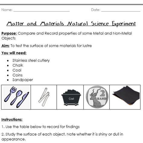 Matter and Materials Natural Science Experiment • Teacha!