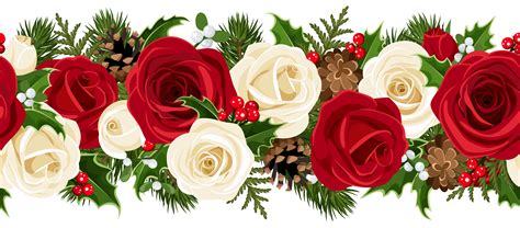 Christmas Rose Garland PNG Clip Art Image | Gallery Yopriceville - High-Quality Images and ...