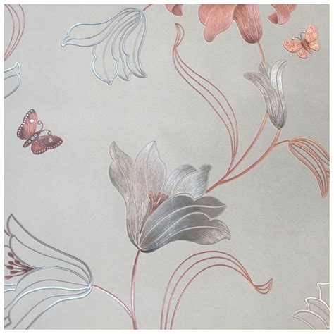 Muriva Amelia Stone And Rose Gold Floral Metallic Wallpaper 701410 ...