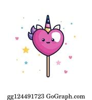 33 Cute Heart Unicorn Fantasy Kawaii Style In Stick Clip Art | Royalty Free - GoGraph