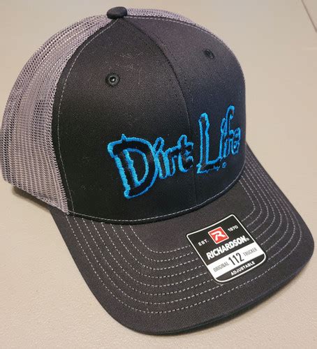 Richardson 112 Black/ Charcoal (Neon Blue/ Black Stitching) | Dirt Life