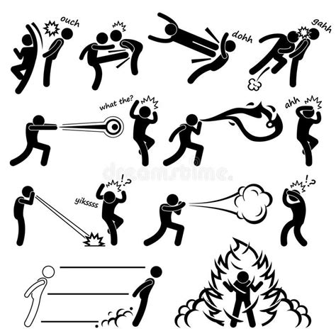 Kungfu Fighter Super Power People Pictogram. A set of stick figure ...