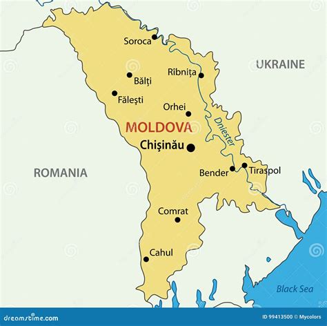 Republic of Moldova - Vector Map Stock Vector - Illustration of town, europe: 99413500