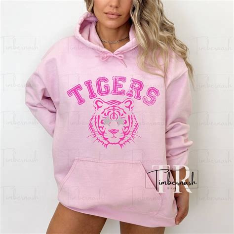 Tiger Preppy Pink Mascot PNG, Sublimation, DTF, Mascot PNG, Tigers Mascot, Trendy Tigers Mascot ...