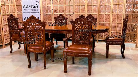 6 Seater Dining Set in Teak Wood Teak Glossy Finish YT-461