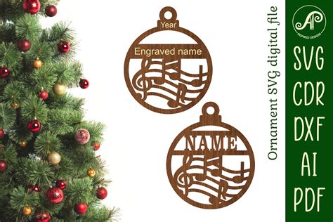 Music Christmas Ornament SVG Laser Cut Graphic by apinspireddesigns · Creative Fabrica