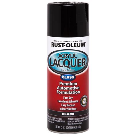 Black, Rust-Oleum Automotive Acrylic Lacquer Gloss Spray Paint, 12 Oz ...