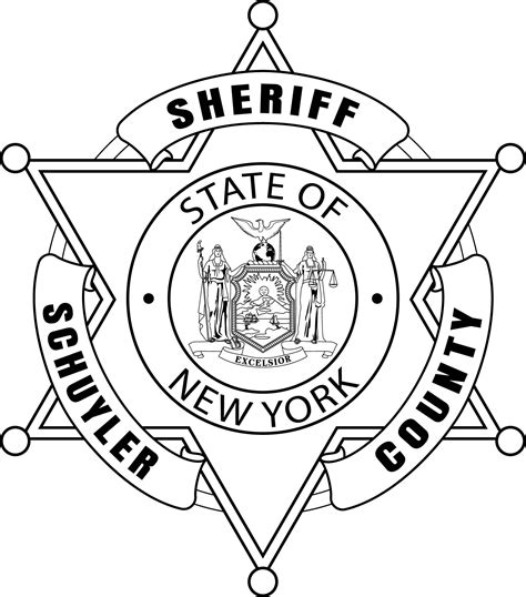 ArtStation - SCHUYLER SHERIFF BADGE NY VECTOR LINE ART FILE Black white vector outline or line ...