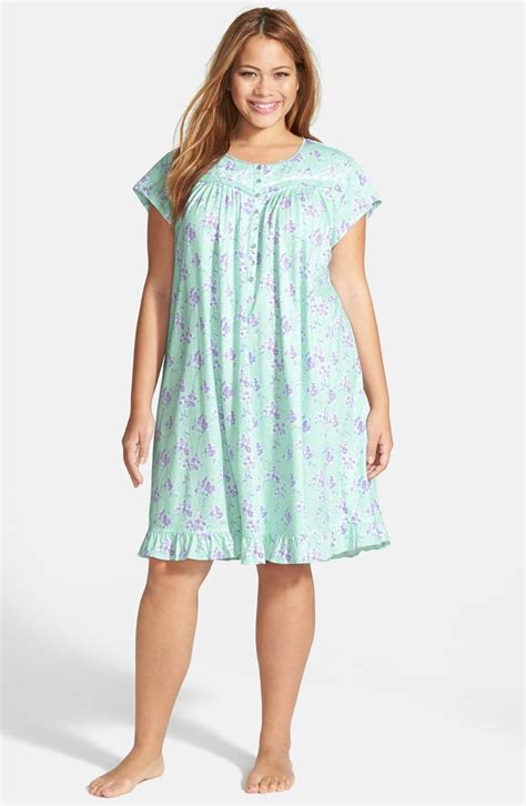 Eileen West 'Lavender Fields' Short Pima Cotton Nightgown (Plus Size) | Nordstrom