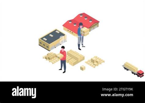 Warehouse Facility animated isometric concept. Great for business ...