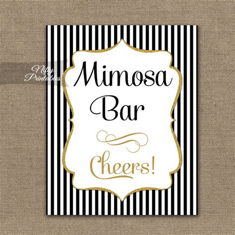 Printable Mimosa Bar Sign - Black Gold Stripe