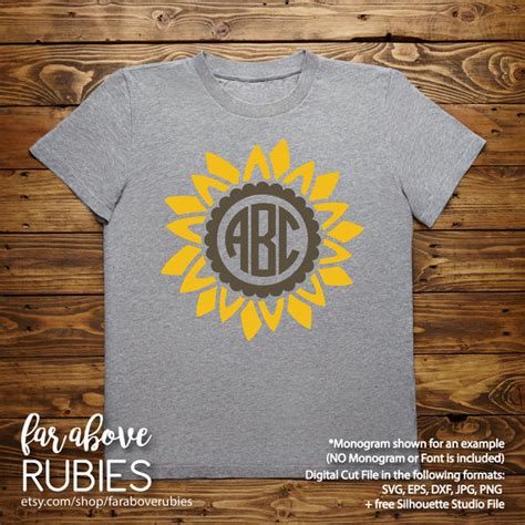 Sunflower Monogram Wreath (monogram NOT included) digital cut files – Faraboverubies Designs