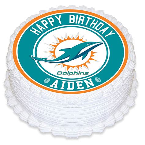 Miami Dolphins Edible Cake Toppers Round – Ediblecakeimage