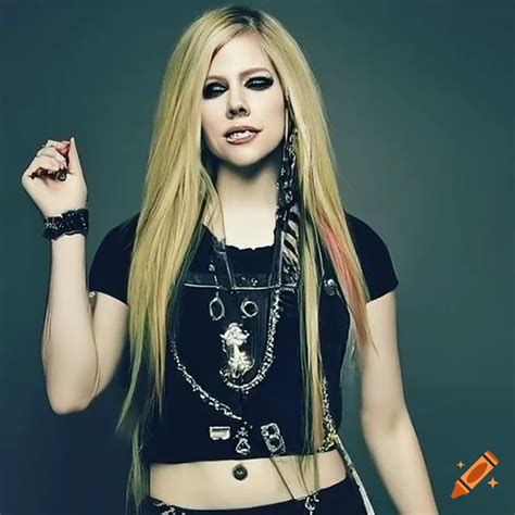 Avril lavigne in a black leather belt