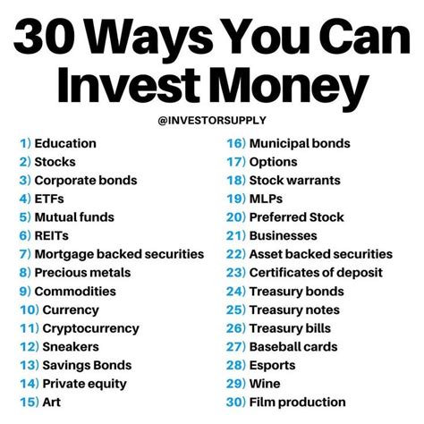 30 WAYS YOU CAN INVEST MONEY! Investing for beginners | Investing money, Investing, Finance ...