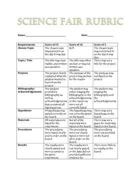 Science Fair Grading Rubric by Inspiring and Learning | TPT