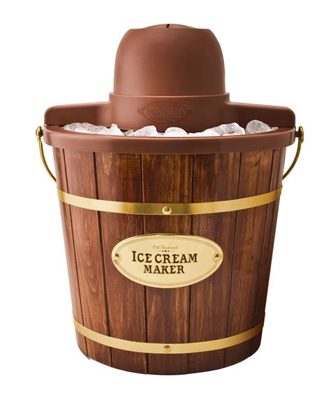 Nostalgia ICMW400 Vintage Collection 4-Quart Wood Bucket Electric Ice Cream Maker with Easy ...