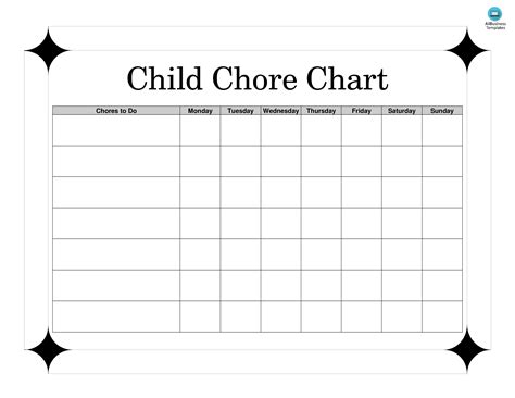 免费 Children's Printable Chore Chart | 样本文件在 allbusinesstemplates.com