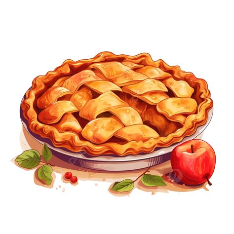 Apple Pie Hand Drawn Vector Illustration Traditional Thanksgiving And Christmas Dinner, Bakery ...