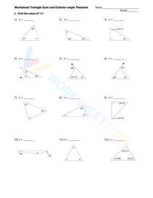 Exterior Angle Theorem worksheets