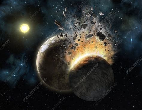 Colliding planets, artwork - Stock Image - C001/1331 - Science Photo ...