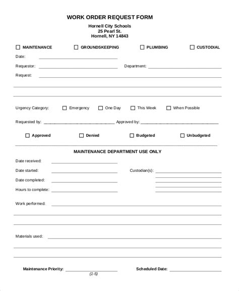 Work Order Request Form Template