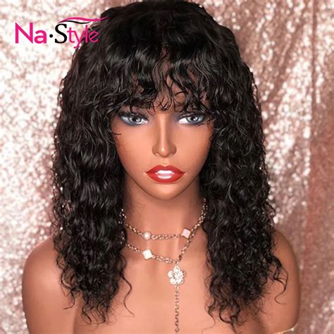 Water Wave Lace Front Wig Human Hair Wigs With Bangs Wet And Wavy Human Hair Wigs for Women ...