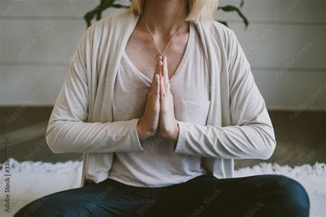 yoga pose Anjali Mudra Stock Photo | Adobe Stock